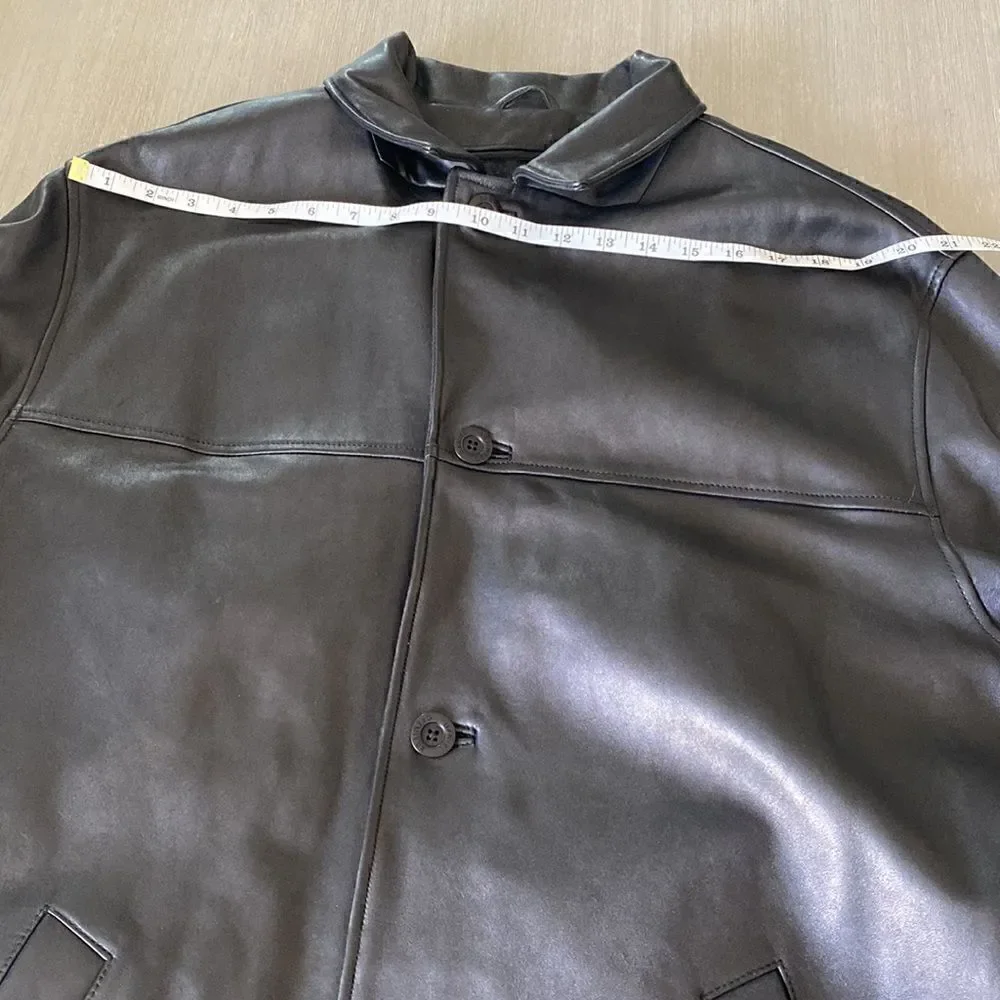 Daniel Cremieux Men’s Black Genuine Lamb Skin Leather Jacket Wool Lining Size L
